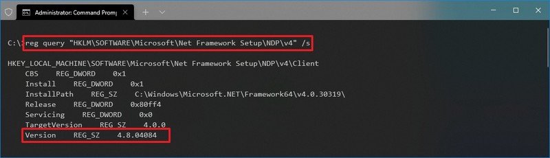 Verifique que esté instalada la versión 4 de .NET Framework
