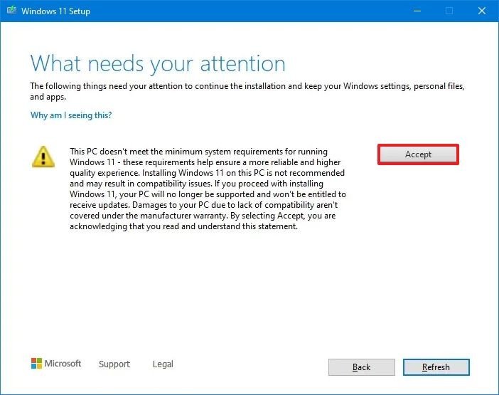 Advertencia Windows 11 no es compatible