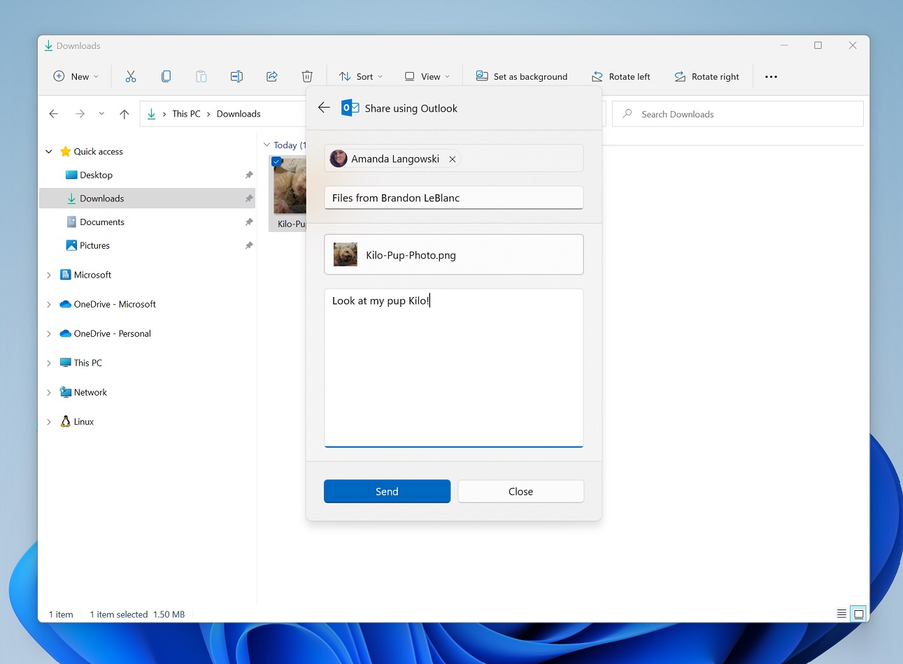 Integración del Explorador de archivos con Outlook