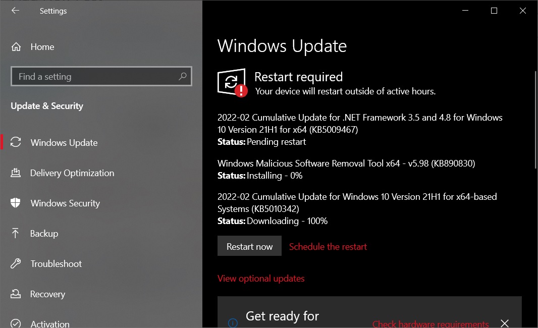 Actualización de Windows KB5010386