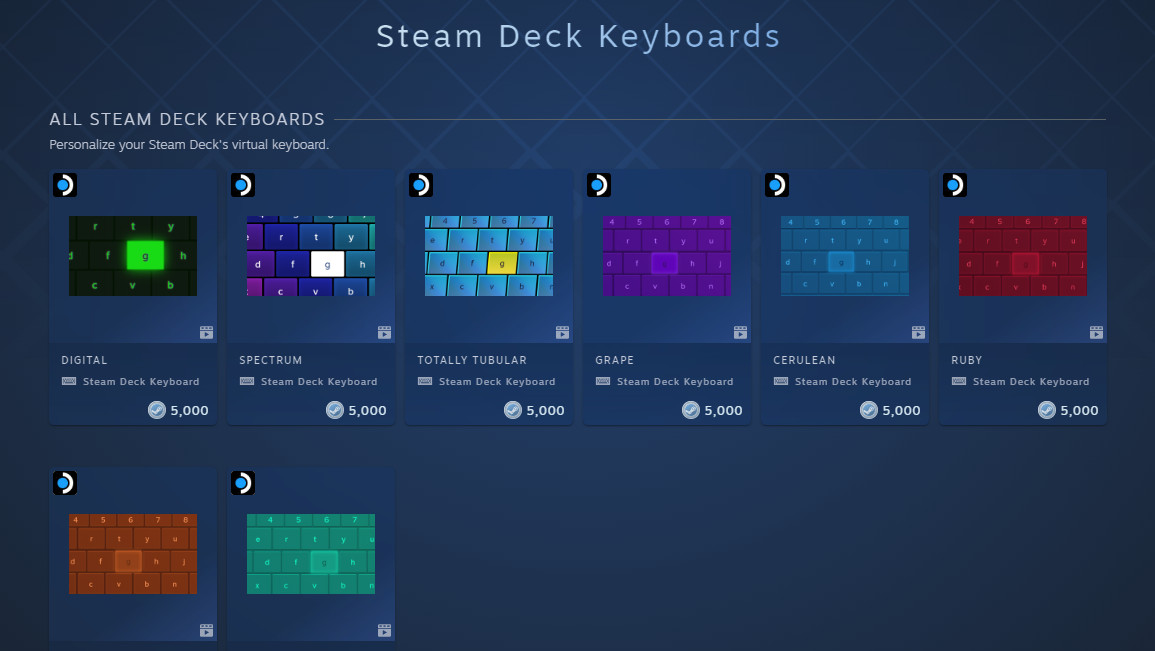 Temas de teclado virtual Steam Deck