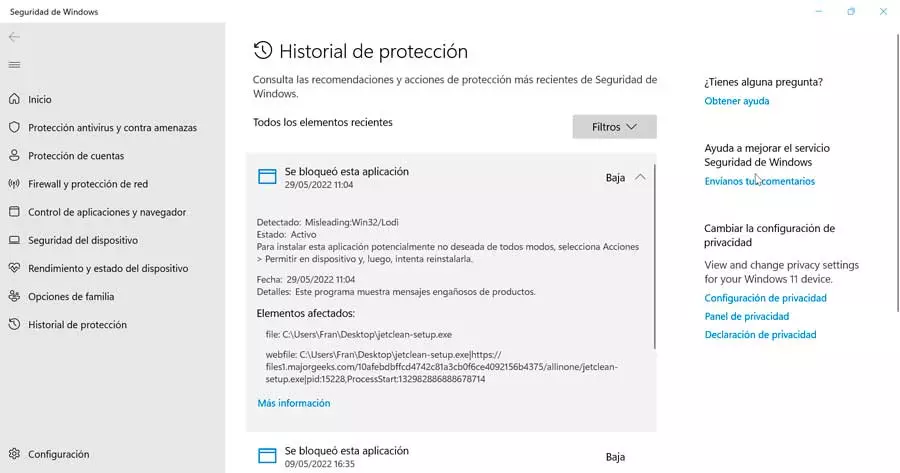 JetClean bloqueado por Windows Defender
