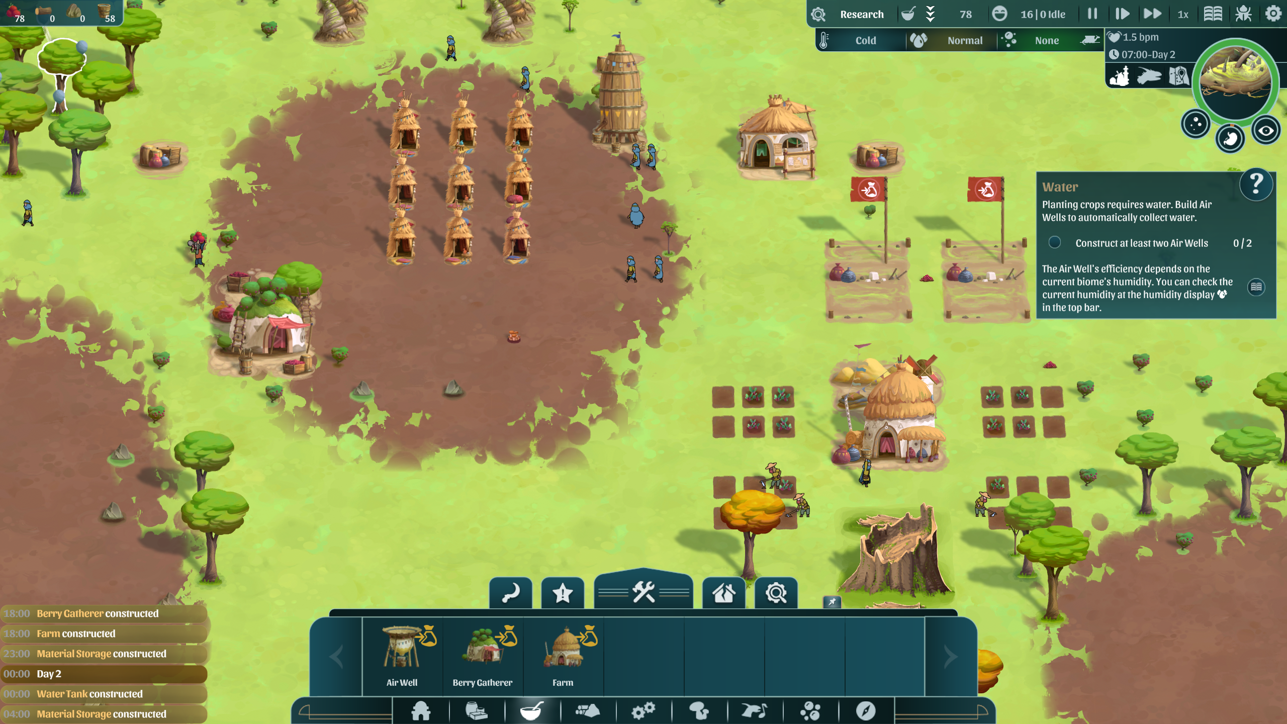 Captura de pantalla del simulador de construcción de ciudades The Wandering Village